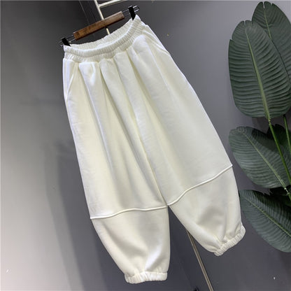 Loose white large casual sweatpants