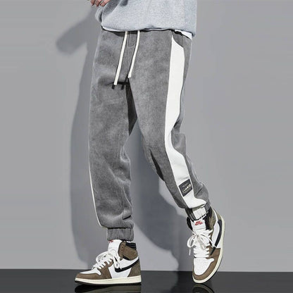 Grey joggers loose fitting ankle ties men's sports pants