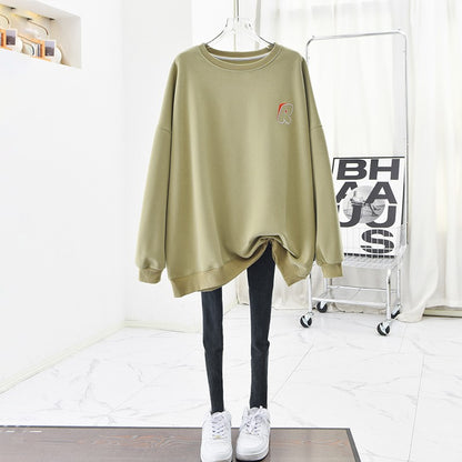 embroidered casual cotton women's sweatshirt long-sleeved