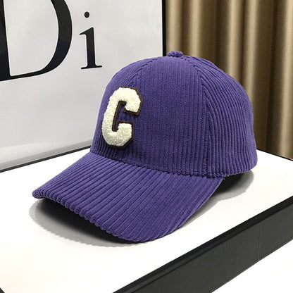 Corduroy peaked hat visor baseball cap