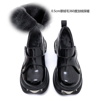 Round toe eye leather boots shoes for women