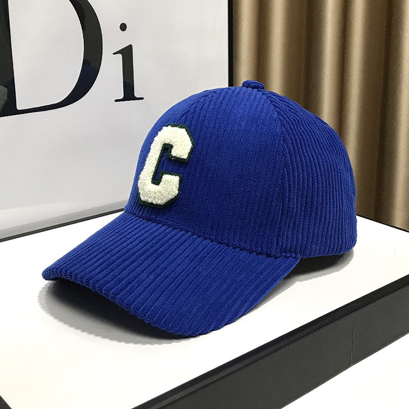 Corduroy peaked hat visor baseball cap