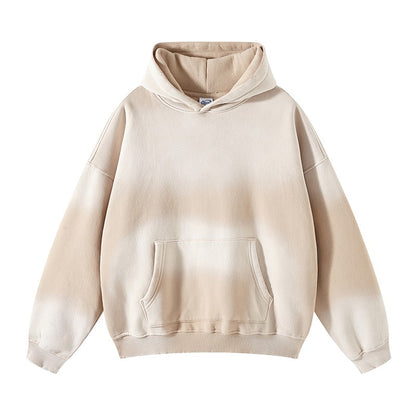 Washed Hoodies Aged Spray Dyed Gradient Plush Set Unisex Oversize Loose