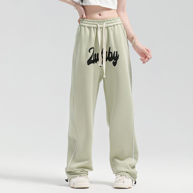 Women sweatpant retro letter embroidered casual pants