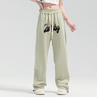 Women sweatpant retro letter embroidered casual pants