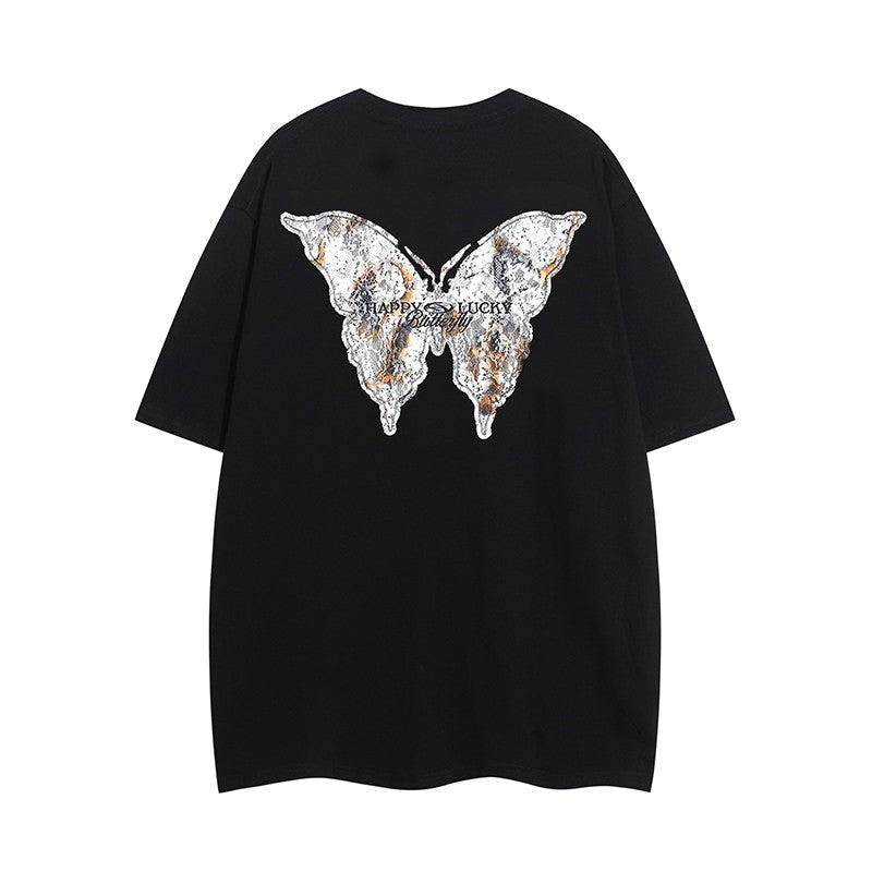 T-shirt for Burnt Flower Butterfly Heavyweight Oversize Unisex Versatile Top