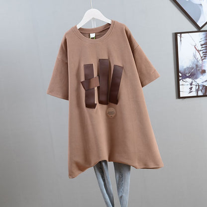 Thickened medium-length short-sleeved T-shirt for women