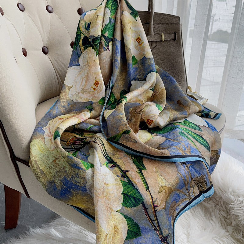 French Satin Silk Scarf Women's Fashionable Scarf