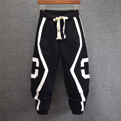 C-shaped sweatpants loose leg-tie