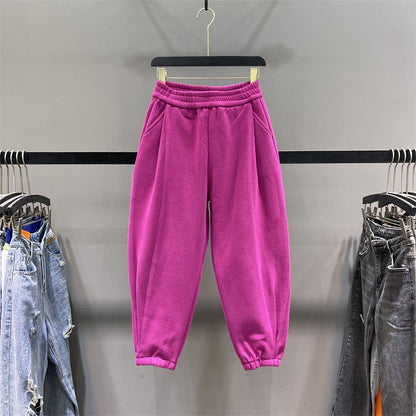 Rose red carrot sweatpants for women