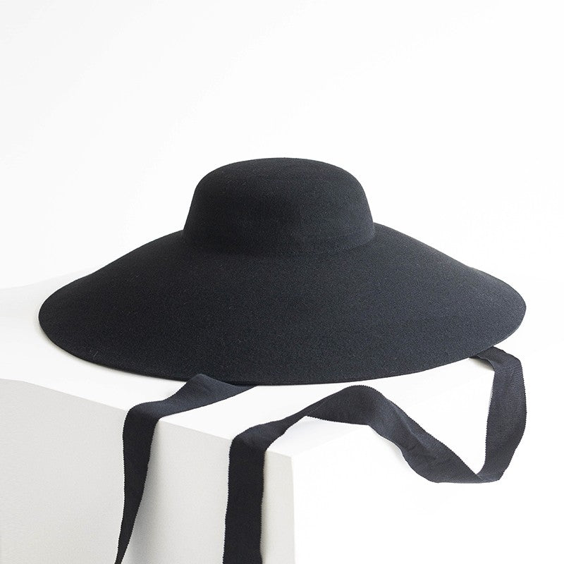 Dome with large brim and wool top hat autumn and winter Hepburn top hat