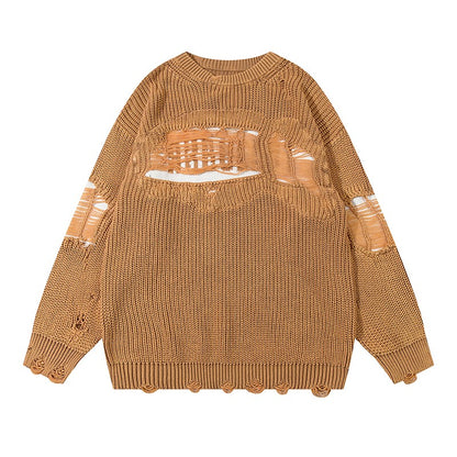 Wasteland distressed hole sweater for women knitted top