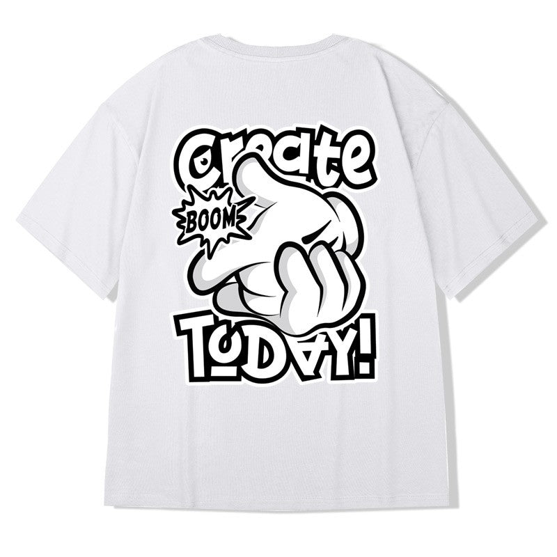 T-shirt today later print men's hip-hop trendy oversize unisex T-shirt