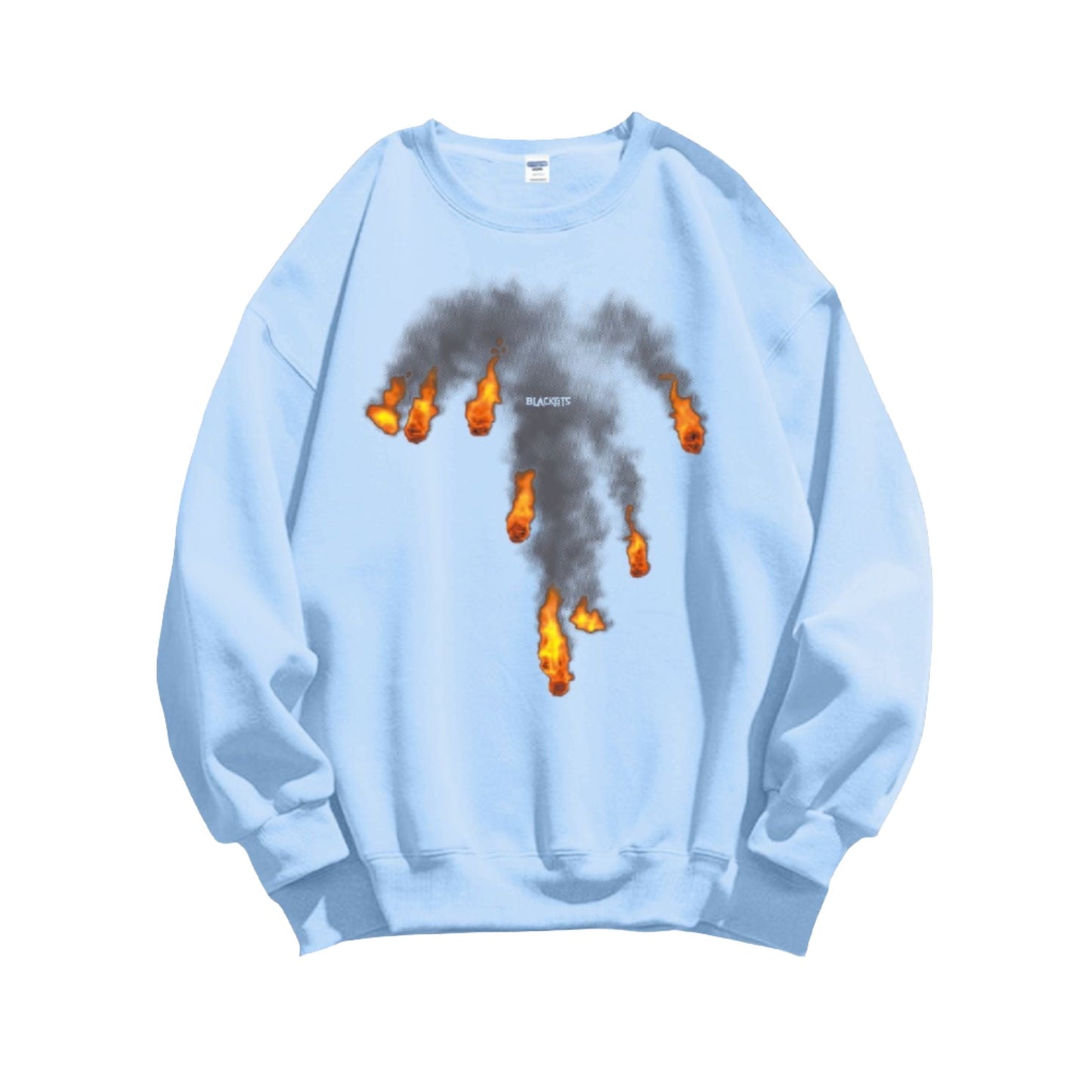 Flame graphic cotton sweatshirt unisex oversize round neck top