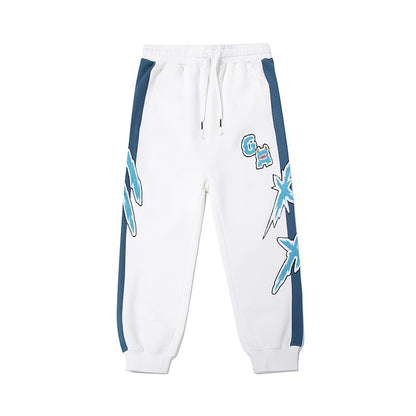 White Feet Guard Pants for Men Pure Cotton Spring Autumn Embroidered Men Trouser