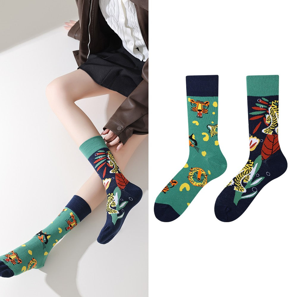 Trendy socks original men and women cartoon creative middle tube cotton socks