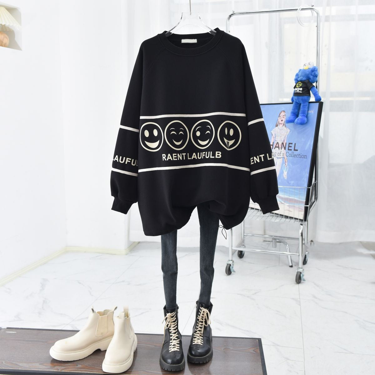 Thickened velvet mid-length neck sweatshirt