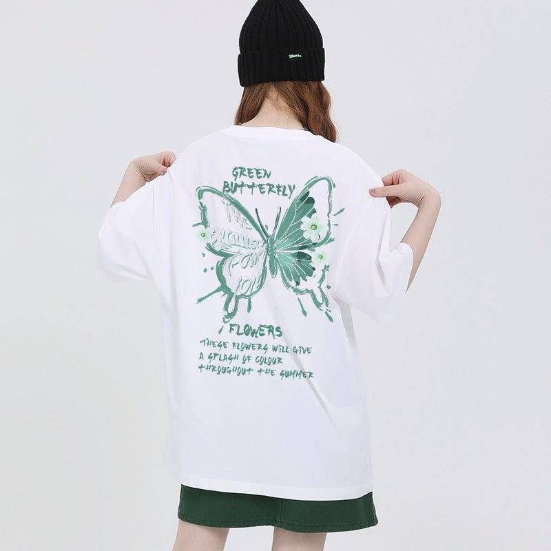 Dopamine T-shirts Oversize Butterfly Print T-Shirt For Women