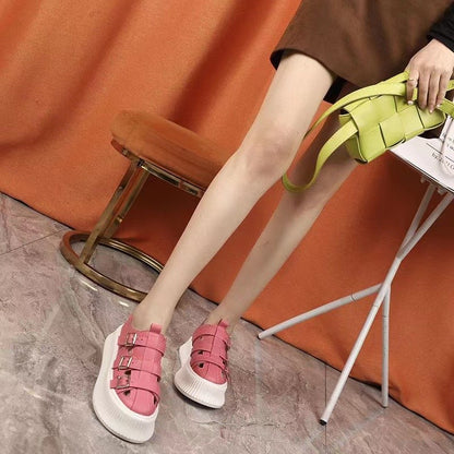 Women sandals summer leather platform thick bottom hollow shoes