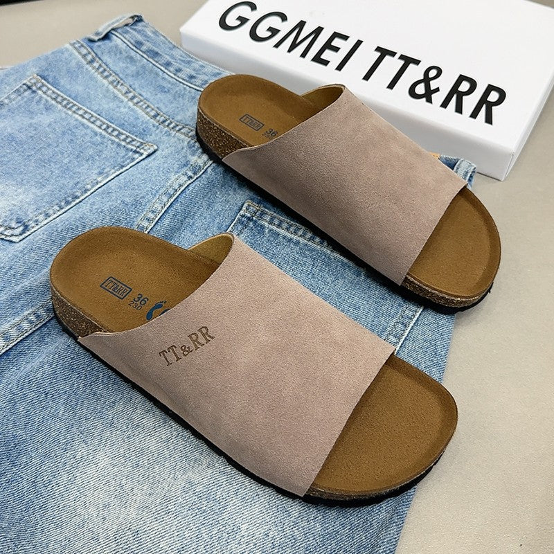 Cork Birkenstock slippers for women thick-soled summer sandals