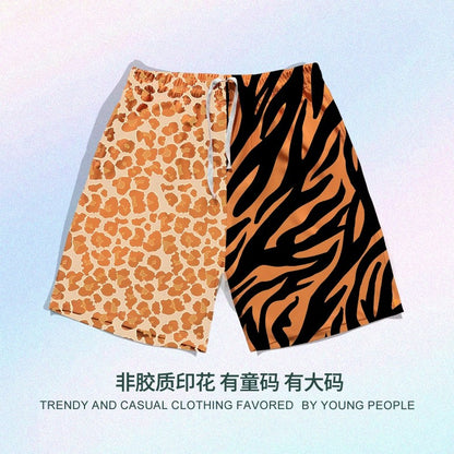 Leopard print dopamine men casual loose shorts beach pants