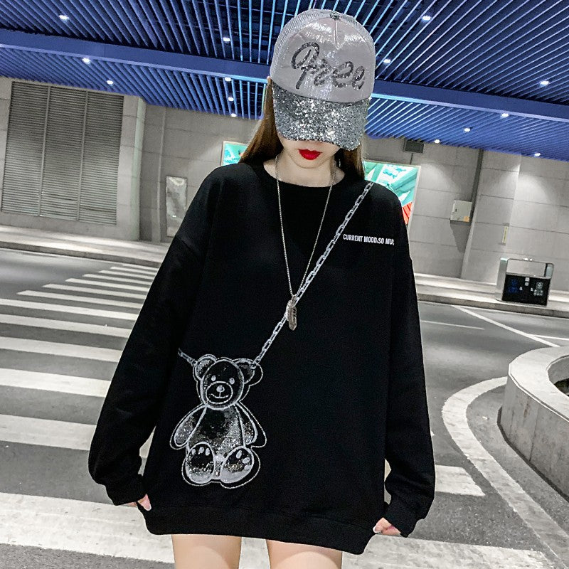 Bear Diamond Sweater Women's Oversize Loose Sweatshirts