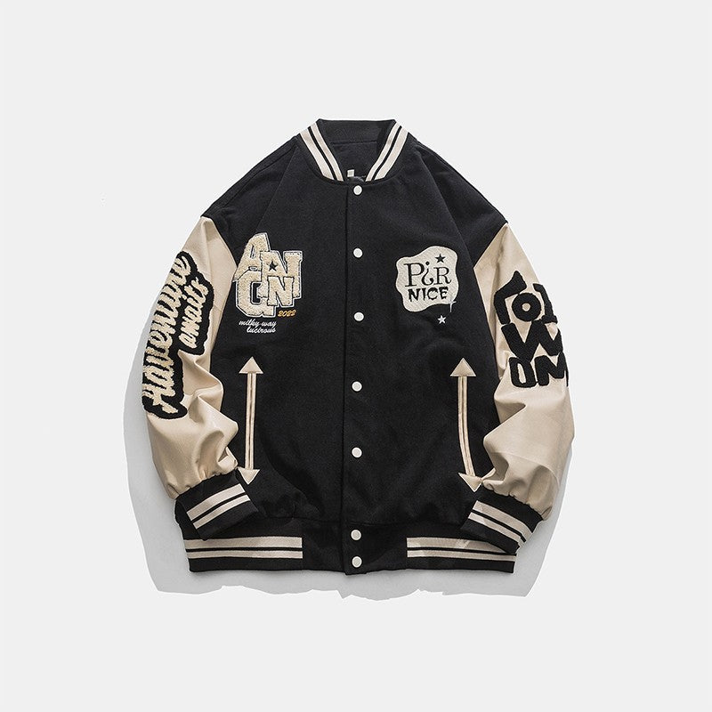 Patchwork loose baseball jersey men's jacket