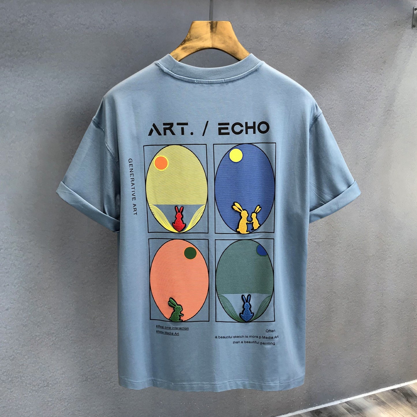 Greek rabbit T-shirt men's summer couple wear loose half-sleeved top