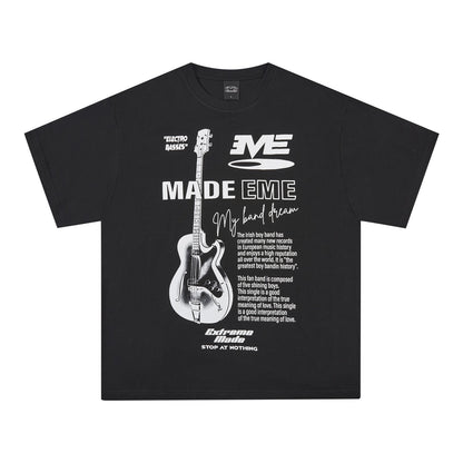 Guitar Short Sleeve T-shirt Unisex Neck Loose Couple Top