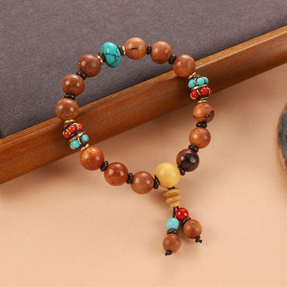 Unisex Tibetan Hand String Turquoise Bodhi Buddha Bead Bracelet