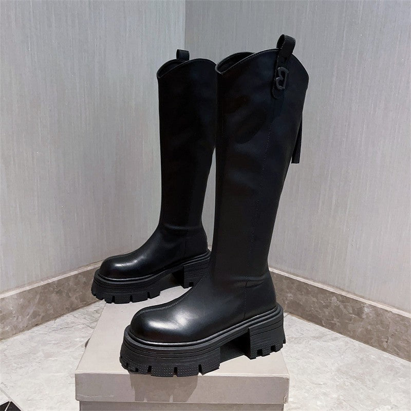 Shoe Genuine Leather Over Knee Long Barrel Boots