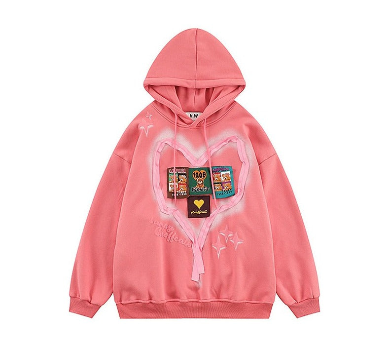 Love Embroidered Fabric Women Hoodies