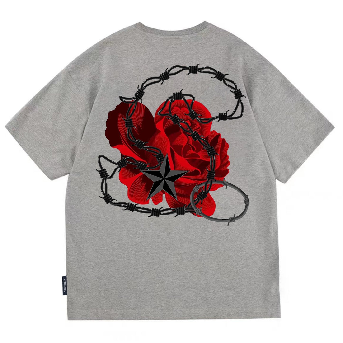 Spring star t-shirt oversize summer roses street T-shirts lovers