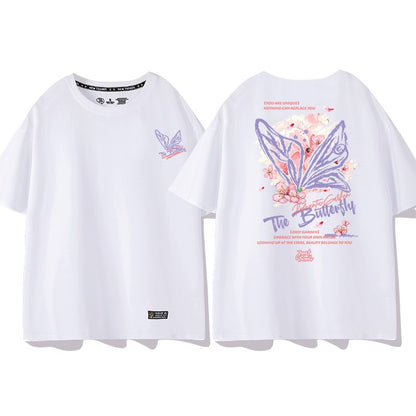 Original design loose half-sleeved butterfly T-shirt