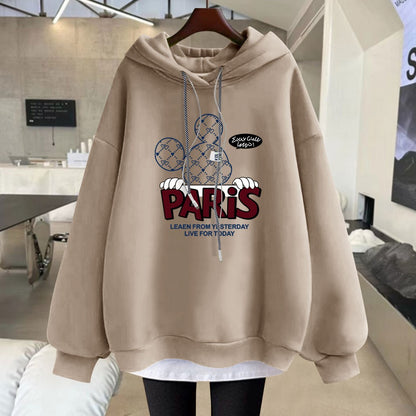 Hoodies cartoon letter mid-length jacket