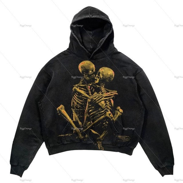 Oversize Ice Punk Design Printed Hip hop Hoodie Streetwear Gothic pullover