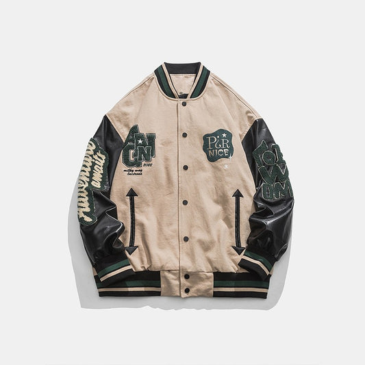 Patchwork loose baseball jersey men's jacket