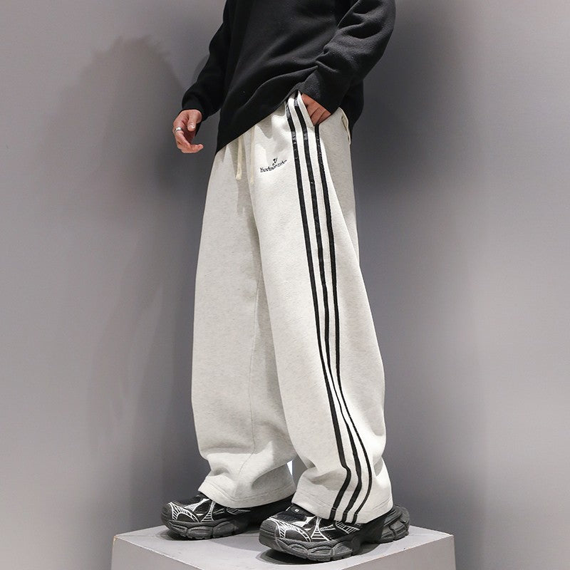 Three stripe embroidery unisex sports suit men's winter fashion hooded long pants set