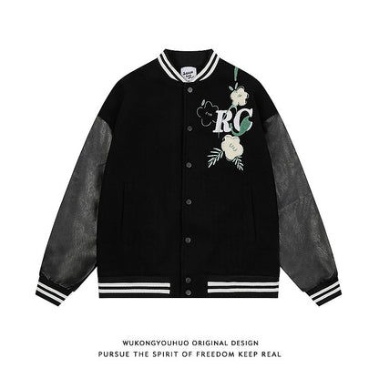 Flower towel embroidery letter stitching baseball jacket