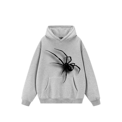 Hip-hop pattern spider print loose couple hoodies