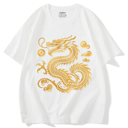 T-shirt Dragon Chinese style unisex zodiac couple cotton top