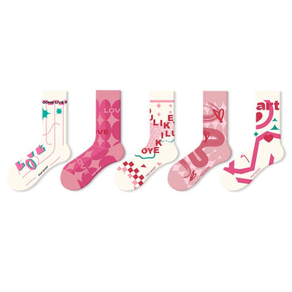 Cute cute socks women autumn and winter middle tube socks 2024 new funny convex pure cotton boneless long socks cotton trend