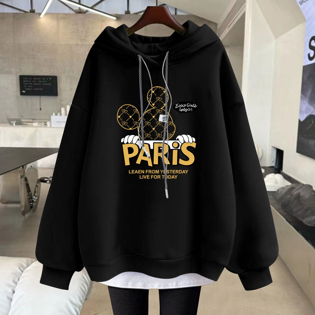 Hoodies cartoon letter mid-length jacket