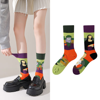 Trendy socks original men and women cartoon creative middle tube cotton socks