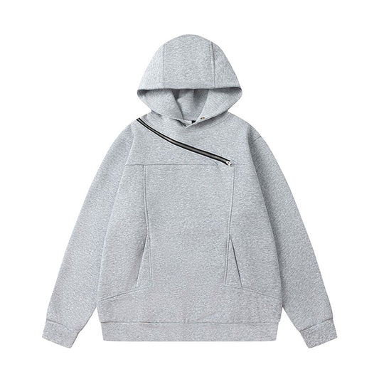 High Diagonal Zipper Unisex Hoodies