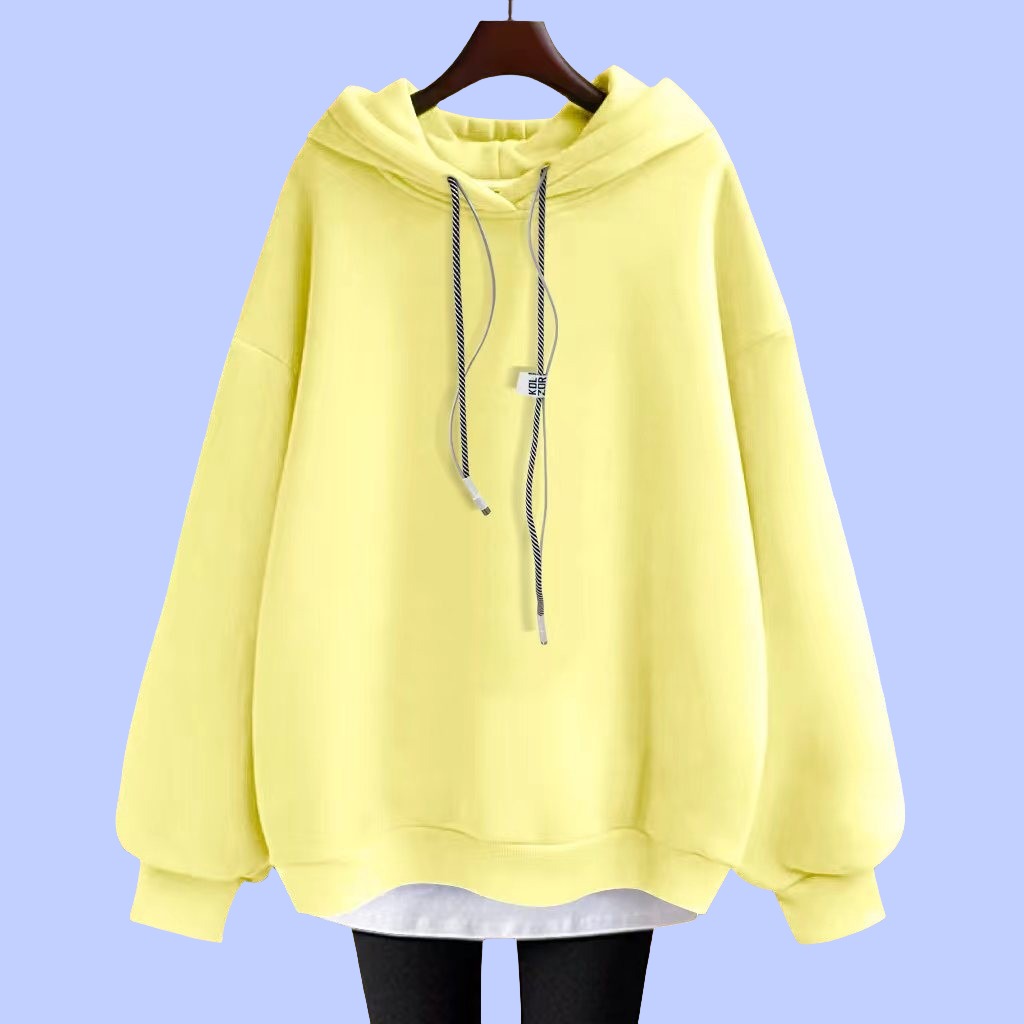 Black hoodie women's loose medium length hoodies