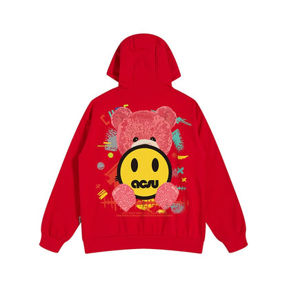 Little Bear Smiley Face hoodies Men's Loose Oversize Unisex Hoodie