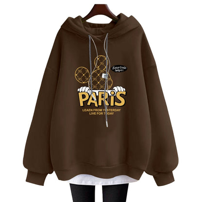 Hoodies cartoon letter mid-length jacket