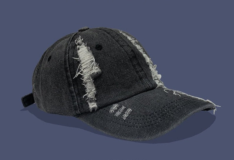 Men's retro denim hole baseball cap