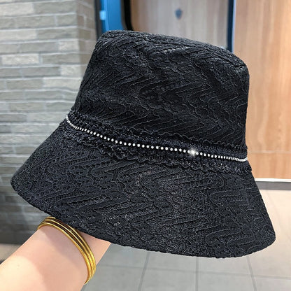 Lace Fisherman Hat Women Rhinestone